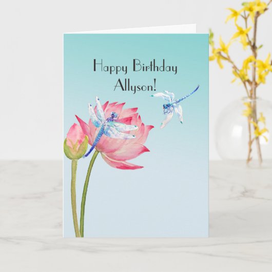 Carte Lotus et libellules (Fleur jaune)