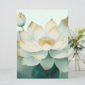 Carte Lotus Fleurs Gold Edges Pastel Green (Debout devant)