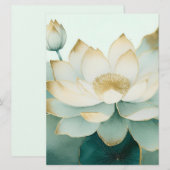 Carte Lotus Fleurs Gold Edges Pastel Green (Devant / Derrière)