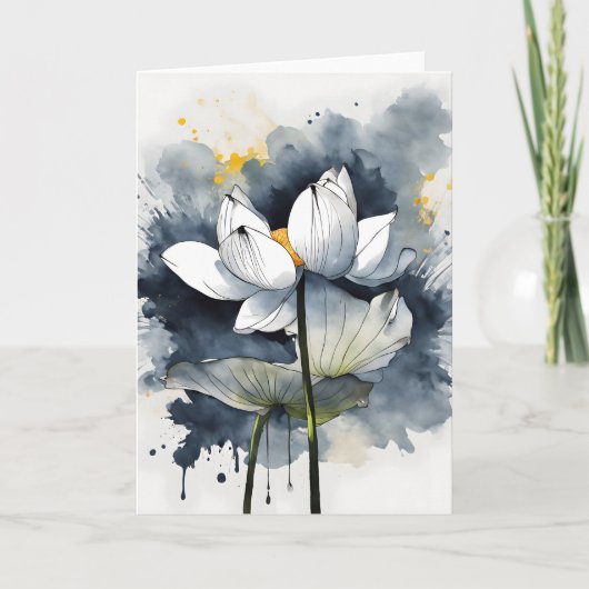 Carte Lotus - Watercolor flowers (Devant)
