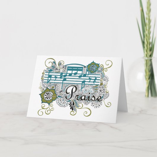 Carte Louange avec des notes musicales (Devant)