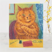 CARTE LOUIS WAIN CHAT ROUX ORANGE ROMANTIQUE ANNIVERSAIR (Fleur jaune)