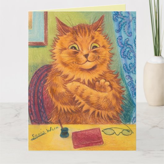 CARTE LOUIS WAIN CHAT ROUX ORANGE ROMANTIQUE ANNIVERSAIR (Devant)