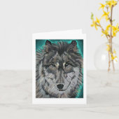 Carte Loup à Teal Ice notecard (Fleur jaune)