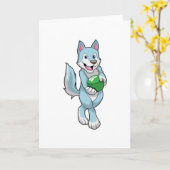 Carte Loup au bowling avec boule de bowling (Fleur jaune)