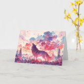 Carte Loup Automnal Vibrant dans la Forêt (Fleur jaune)