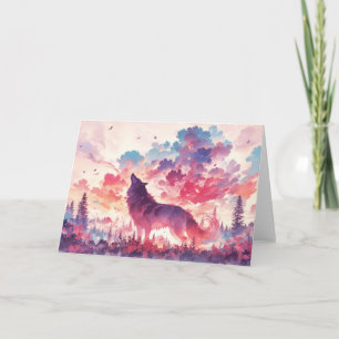 Carte Loup Automnal Vibrant dans la Forêt
