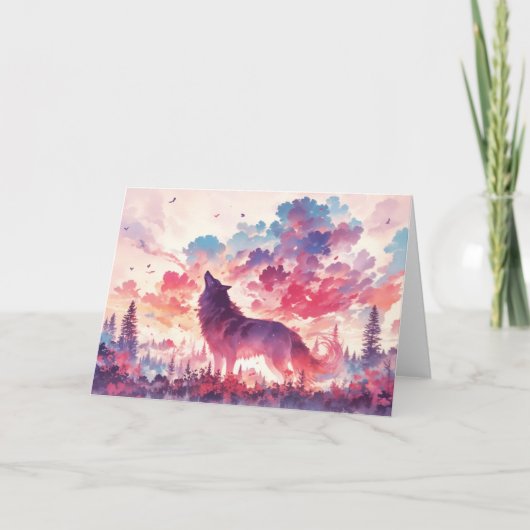 Carte Loup Automnal Vibrant dans la Forêt (Devant)