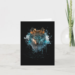 Carte Loup aux yeux bleus Art éclaboussé