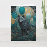 Loup avec ballons Anniversaire