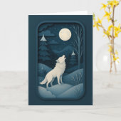 Carte Loup Blanc Hurleur sous la Lumière de la Lune Cart (Fleur jaune)