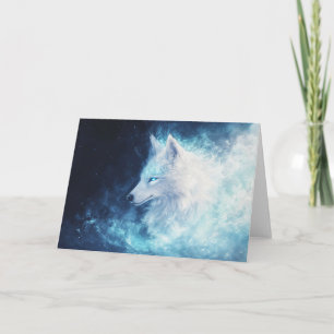 Carte Loup brillant dans un rêve céleste