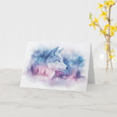 Carte Loup céleste dans la forêt enneigée (Fleur jaune)