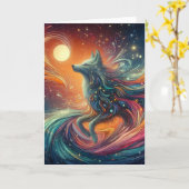 Carte Loup cosmique Toutes les occasions (Fleur jaune)