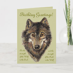 Carte Loup d'anniversaire, loups et citation, animal,