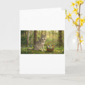 Carte Loup de Pâques (Fleur jaune)