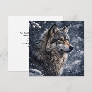 Carte Loup du solstice d'hiver dans la nuit enneigée