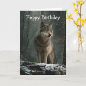 Carte Loup en hiver (Fleur jaune)