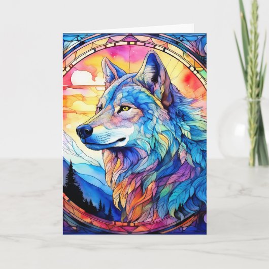 Carte Loup en vitrail (Devant)