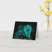 Carte Loup et corbeau dans la nuit (Fleur jaune)