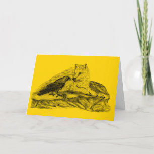 Carte Loup et corbeau - Design noir et jaune