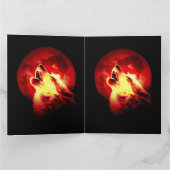 Carte Loup hurlant à la nuit rouge (Intérieur)