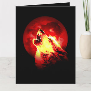 Carte Loup hurlant à la nuit rouge