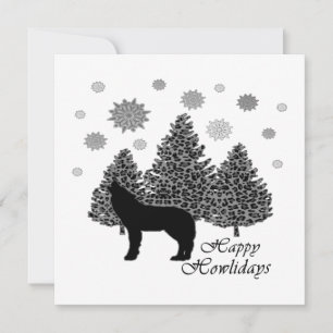 Carte Loup hurlant Joyeux Howlidays Leopard Motif neige