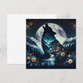 Carte Loup Hurleur | Pleine Lune Ai Art (Devant / Derrière)