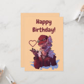 Carte Loup joyeux anniversaire (Devant/Arrière en situation)