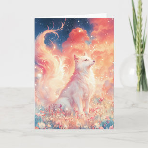 Carte Loup sous le ciel étoilé nuageux