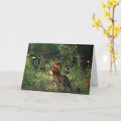 Carte Loup sur le chemin avec le rouge (Fleur jaune)