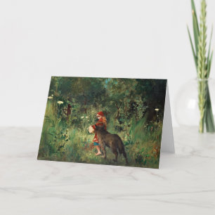 Carte Loup sur le chemin avec le rouge