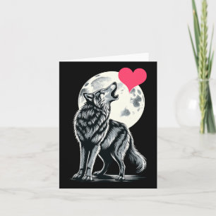 Carte Loup tenant un cœur Saint-Valentin Jolies Loups Va