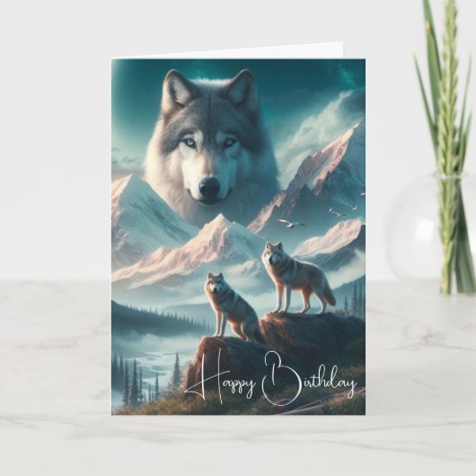 Carte Loups à l'aube Joyeux Anniversaire (Devant)