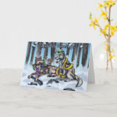 Carte Loups de vacances (Fleur jaune)