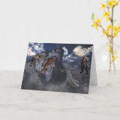 Carte Loups-garous et fantômes à l'Halloween d'un châtea (Fleur jaune)