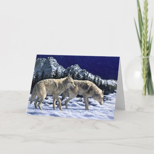 Carte Loups gris dans les montagnes d'hiver neigeuses Co (Devant)