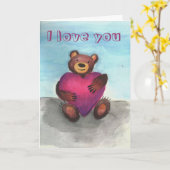 Carte L'ours a le coeur (Fleur jaune)