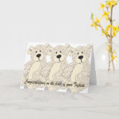 Carte L'ours de nounours de félicitations de triplets (Fleur jaune)