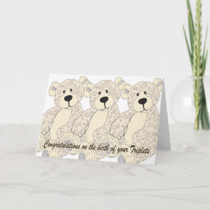 Carte L'ours de nounours de félicitations de triplets