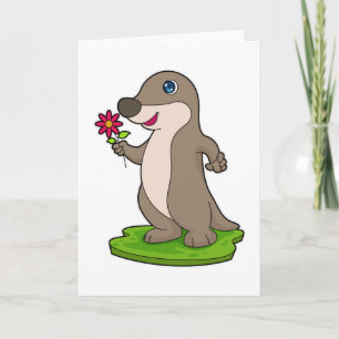 Carte Loutre avec fleur