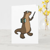Carte Loutre comme enseignant avec livre et pointeur (Fleur jaune)