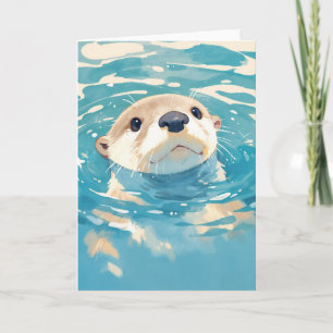 Carte Loutre curieuse dans des eaux scintillantes