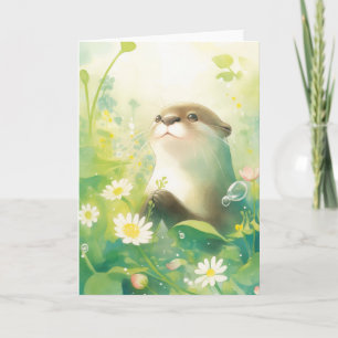 Carte Loutre dans la Prairie en Fleurs