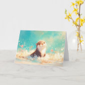 Carte Loutre dans une gerbe de printemps (Fleur jaune)