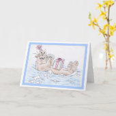 Carte Loutre de mer d'anniversaire (Fleur jaune)