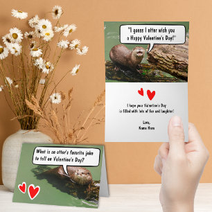 Carte Loutre Drôle d'Enfant Animal de la Saint-Valentin