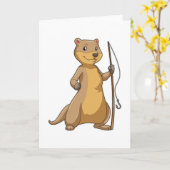 Carte Loutre en pêcheur à la ligne (Fleur jaune)