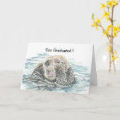 Carte Loutre Excited mignonne de Congrats d'obtention du (Fleur jaune)